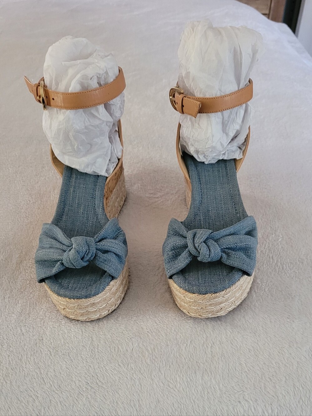 Michael Kors Denim Knot Wedge Sandals